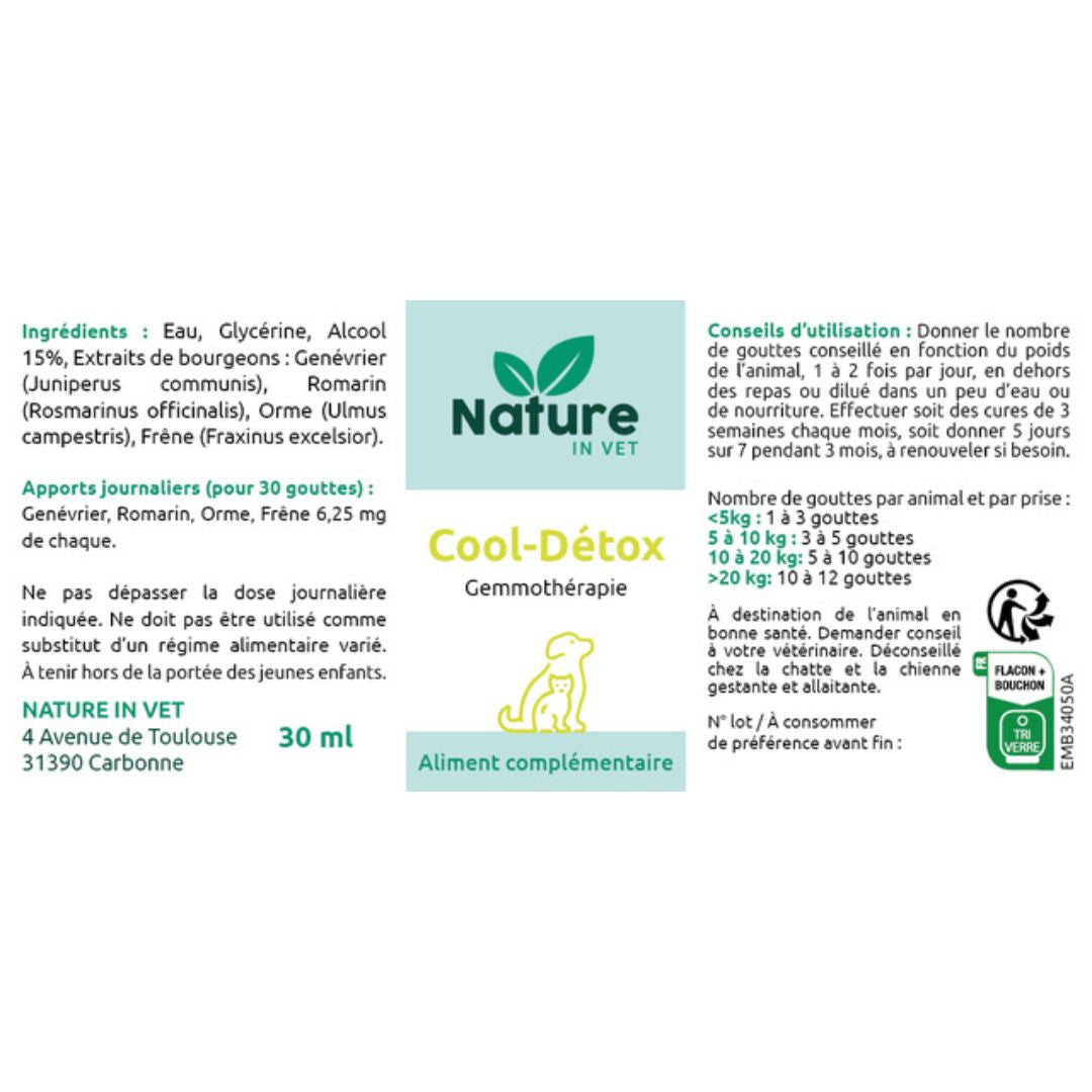 cool-detox posologie gemmotherapie pour chien et chat