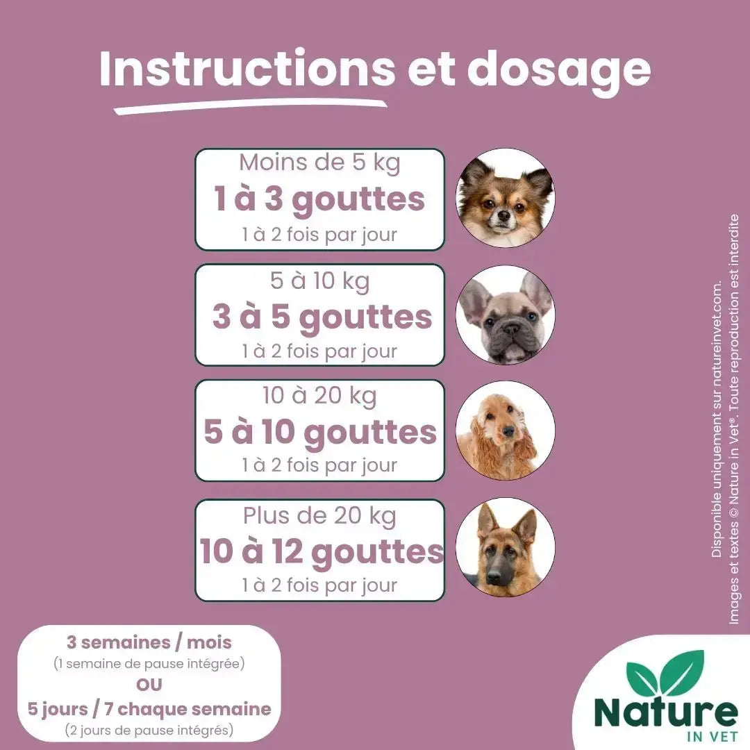Posologie Calm Digest pour chien et chat selon le poids