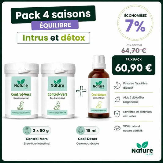 Pack 4 saisons vermifuge et detox du chien et chat solution naturelle