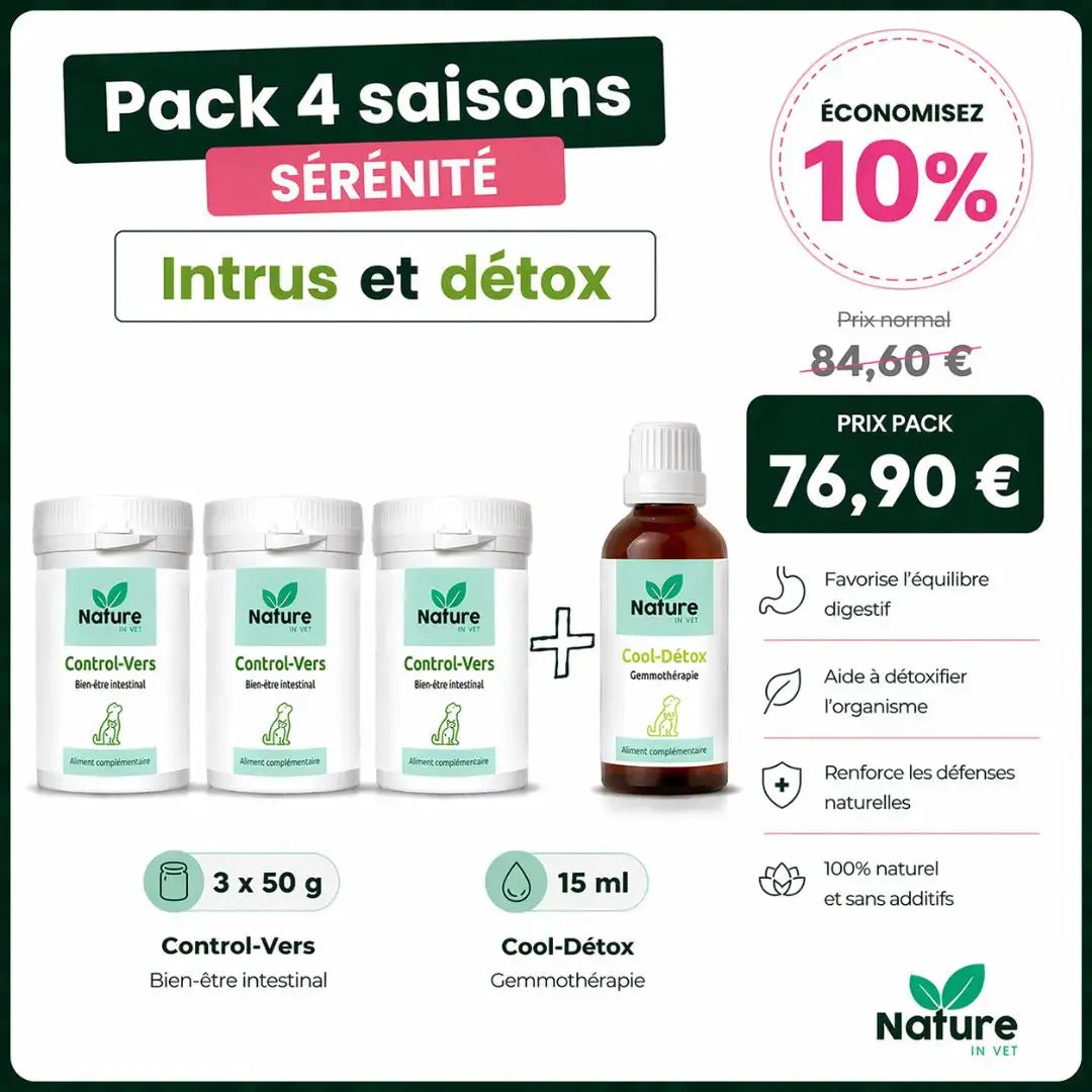 Pack 4 saisons pour vermifuger naturellement son chien et son chat 